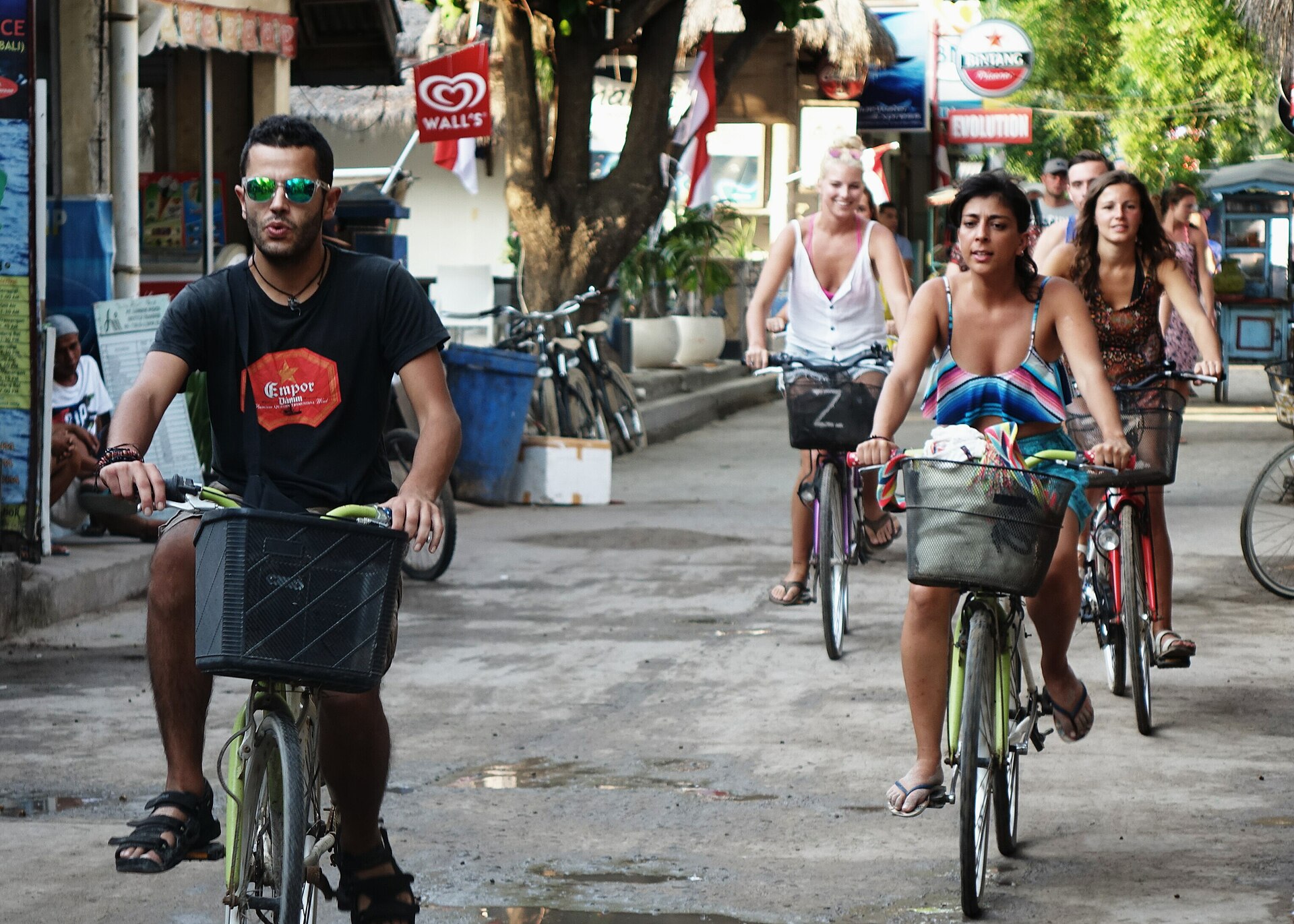 Cyclists exploring Gili Trawangan